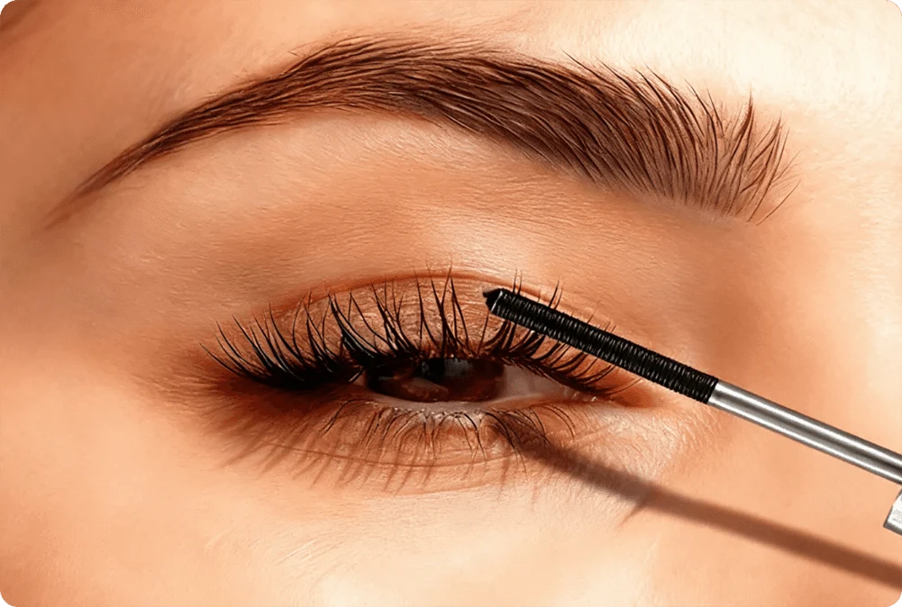 Mascara application close-up