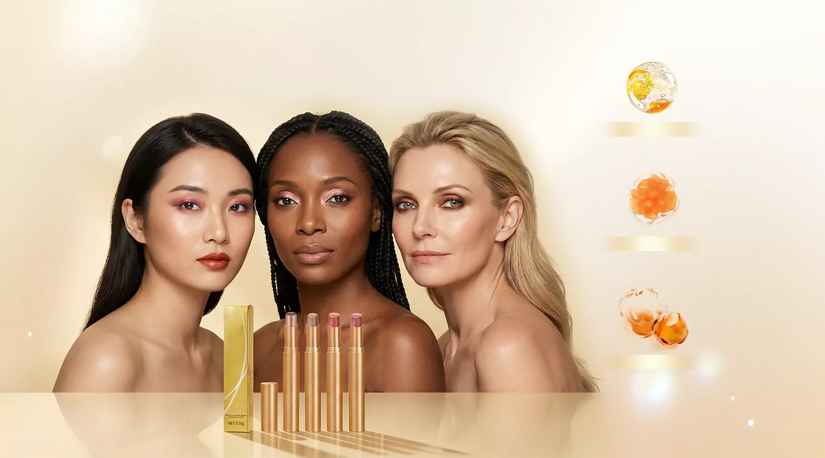 Models presenting a range of eyeshadow stick looks