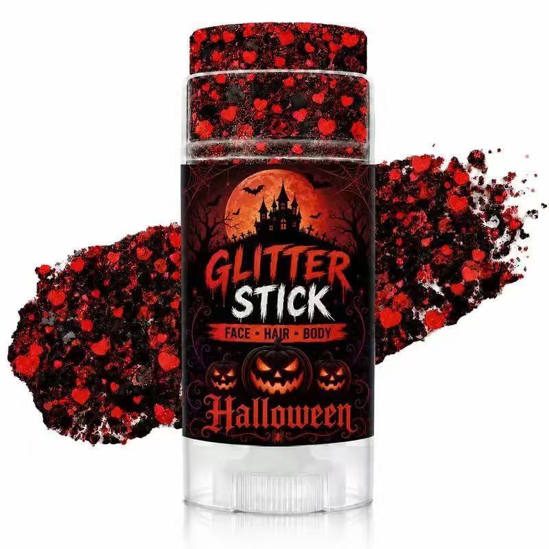 Red and black Halloween Pumpkin 2 glitter stick