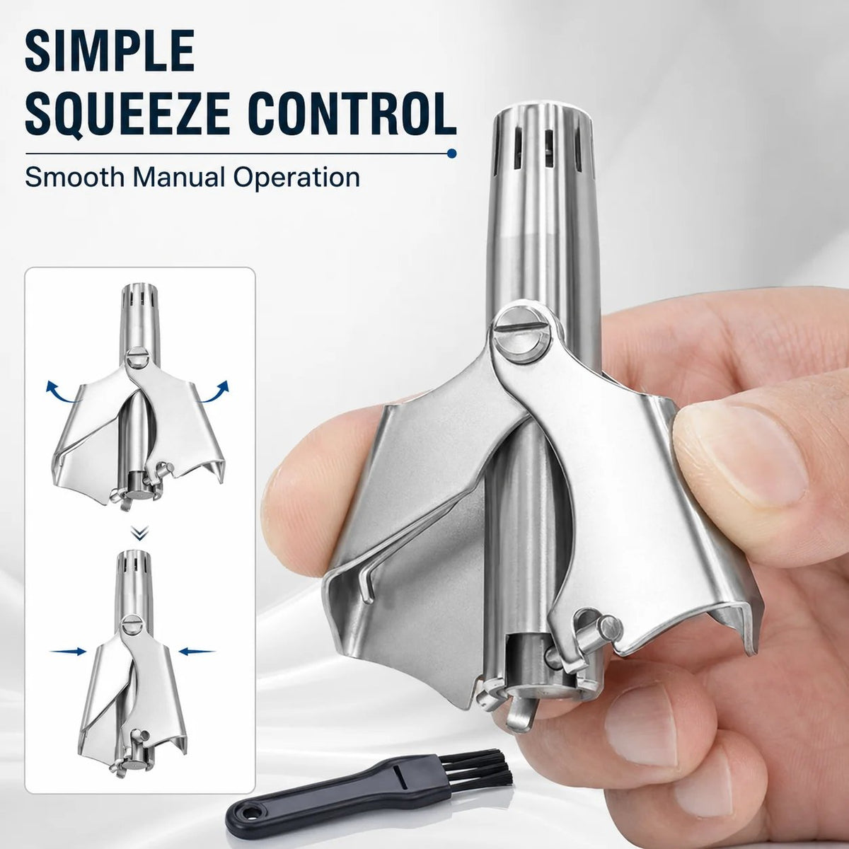 Close-up of the manual squeeze motion