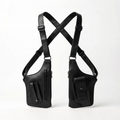 Black dual-pouch underarm shoulder bag