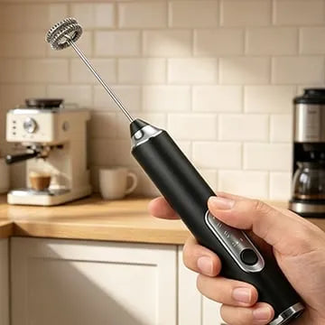 Handheld Electric Milk Frother with Replaceable Whisk Heads